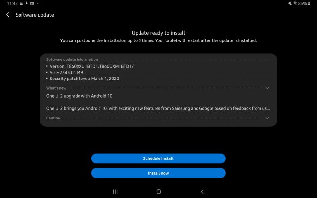 Android 10 Update for Samsung Galaxy Tab S6 Released