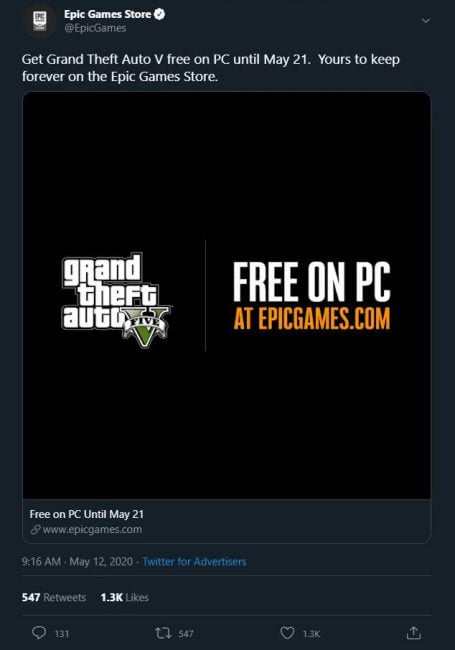 Get Grand Theft Auto V PC Version for FREE on Epic Games Store!