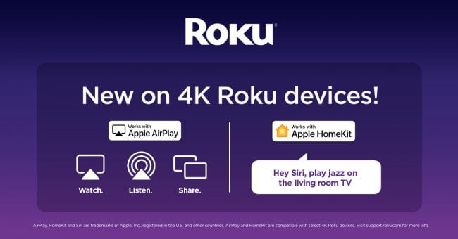 Roku Adds Airplay and HomeKit Support to Select 4K Streaming Players