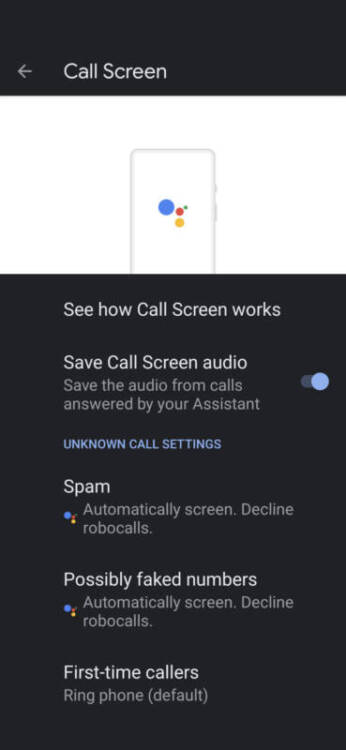 Google Pixel 5 Spam and Call Screen