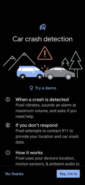 Google Pixel 5 Car Crash Detection