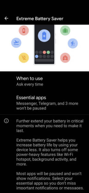 Google Pixel 5 Extreme Battery Saver