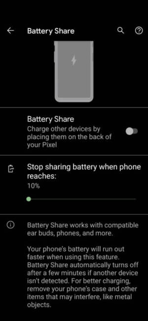 Google Pixel 5 Battery Share