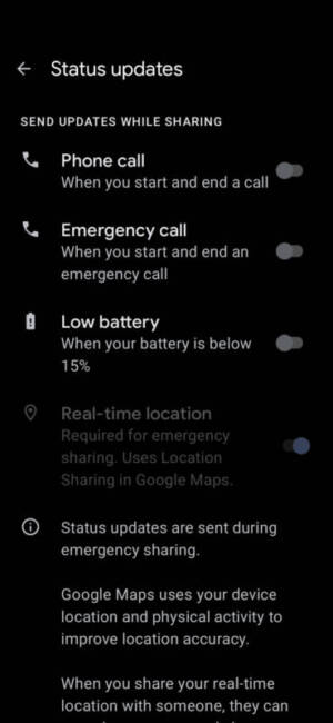 Google Pixel 5 Send Status Updates
