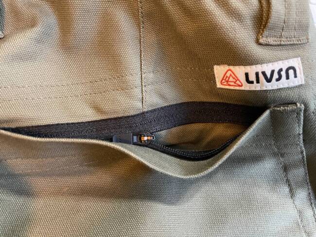 Zippered pocket on the LIVSN Flex Canvas Shorts