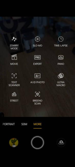 Under the "More" section of the camera settings