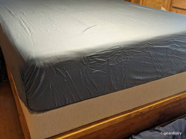 Sleep Number True Temp fitted sheet on the mattress.
