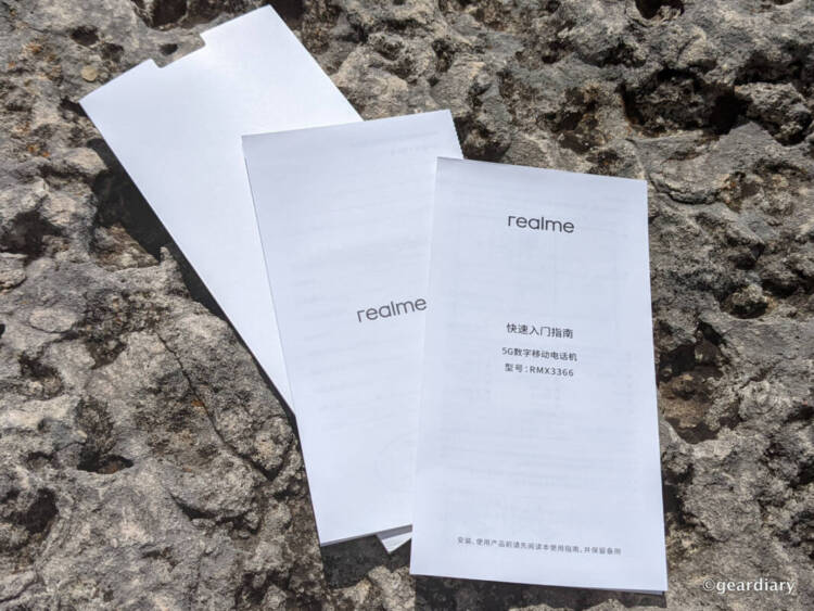 Paperwork included with the realme GT Explorer Master Edition