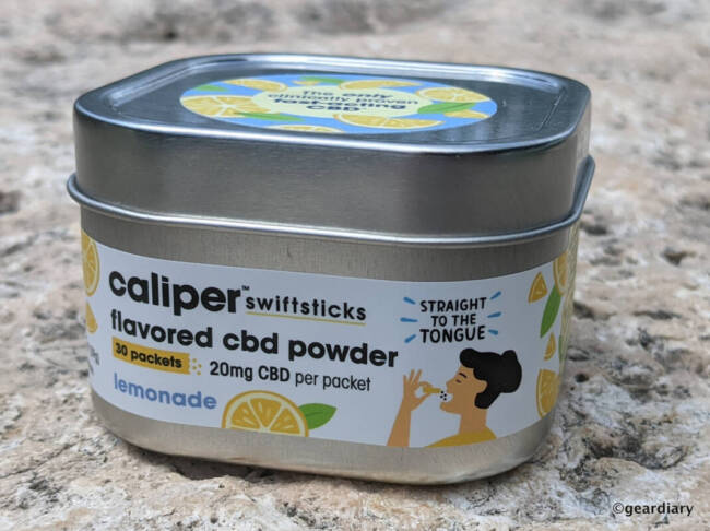 Front of Caliper Swiftsticks Lemonade Flavored CBD Powder tin