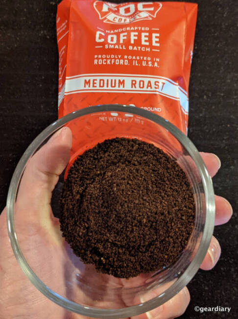 Two tablespoons of Fire Department Coffee Original Medium Roast.