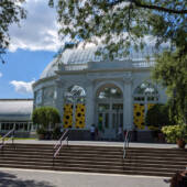 The front of the Enid A. Haupt Conservatory in the Bronx.