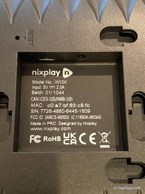 Back of the Nixplay Smart Photo Frame 10.1 inch Touch showing holes for wall mounting.