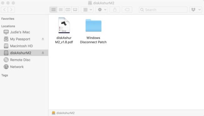 diskAshurM2 folder on iMac