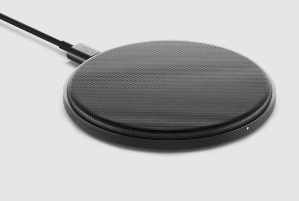 Master & Dynamic MC100 Wireless Charge Pad in Gunmetal Aluminum with Black Coated Canvas