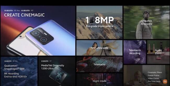 Xiaomi 11T and 11T Pro features
