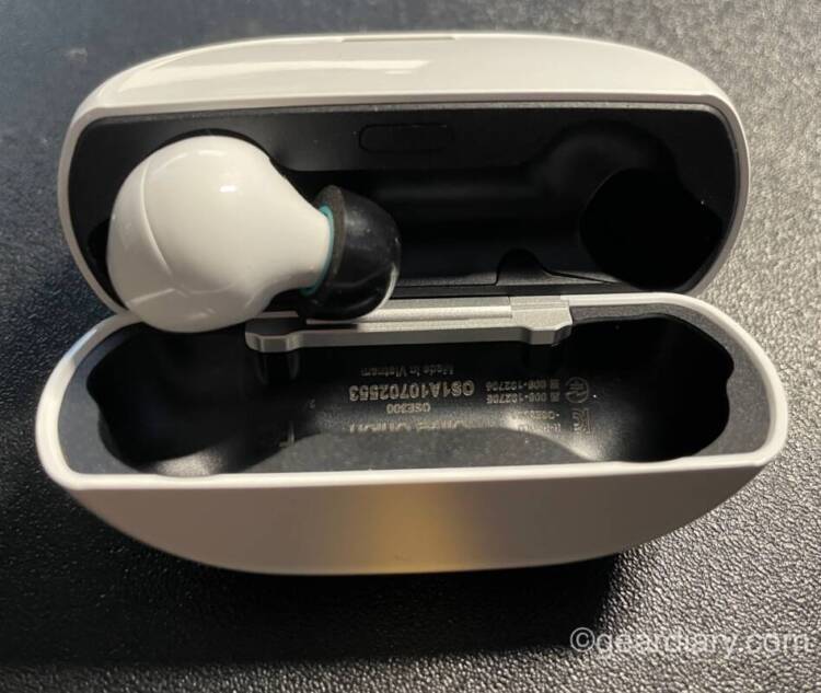 Olive Pro Audio Enhancing Earbuds in case.