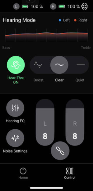 Olive Pro Audio Enhancing Earbuds app.