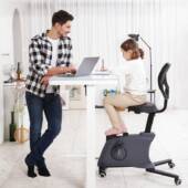 Man stands at desk while child sits on the Flexispot Sit2Go 2-in-1 Fitness Chair.