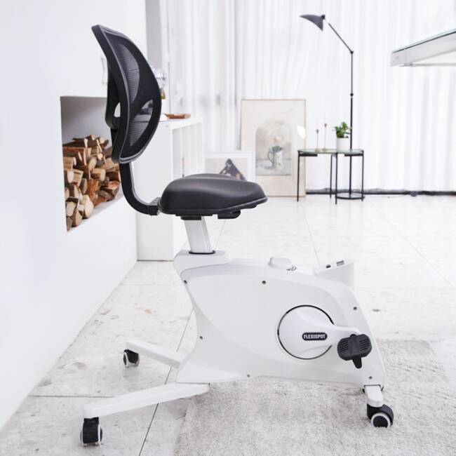 Flexispot Sit2Go 2-in-1 Fitness Chair Review: Lets You Stay Productive and Keep in Shape 1 The Flexispot Sit2Go 2-in-1 Fitness Chair in white.