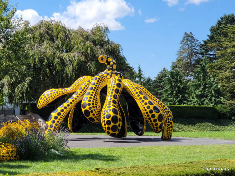 One of the many sculptures by Yayoi Kusama at the NY Botanical Gardens in the Bronx.