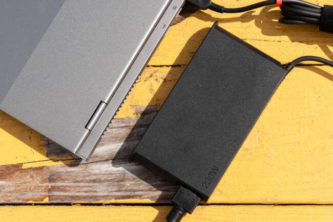 Lenovo ThinkBook 16p Gen 2 charging brick.