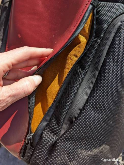 Side pockets on the WaterField Pro Executive Backpack