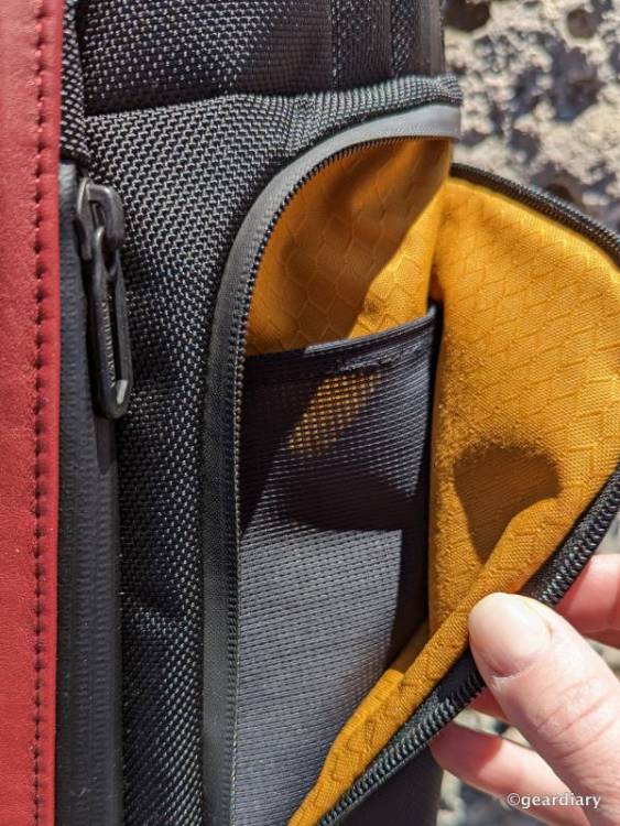 Right side pocket on the WaterField Pro Executive Backpack