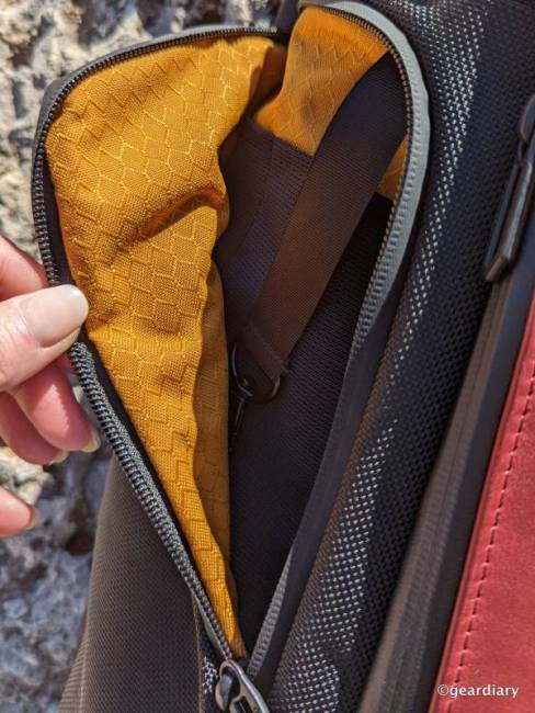 Left side pocket on the WaterField Pro Executive Backpack