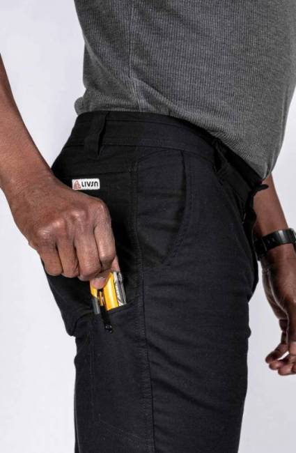 Side zip pocket on the LIVSN Flex Canvas Pants