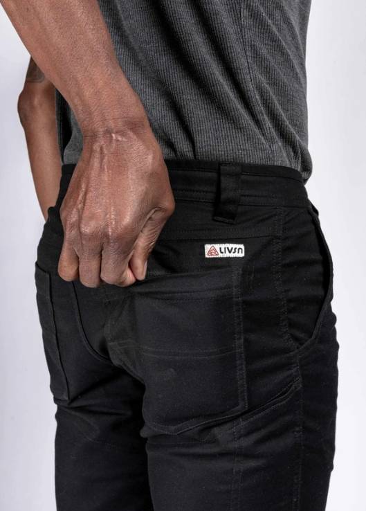 Zippered back pocket on the LIVSN Flex Canvas Pants