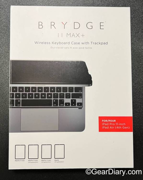 Retail packaging for the Brydge MAX+ for iPad Pro