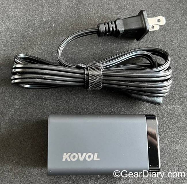 KOVOL Sprint 120W GaN Desktop Charger and AC cord
