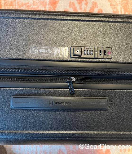 The TSA lock on the TravelPro Platinum Elite Large Check-In Expandable Hardside Spinner