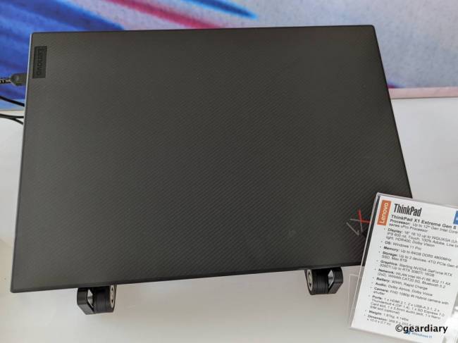 The Lenovo ThinkPad X1 Extreme Gen 5 carbon fiber cover