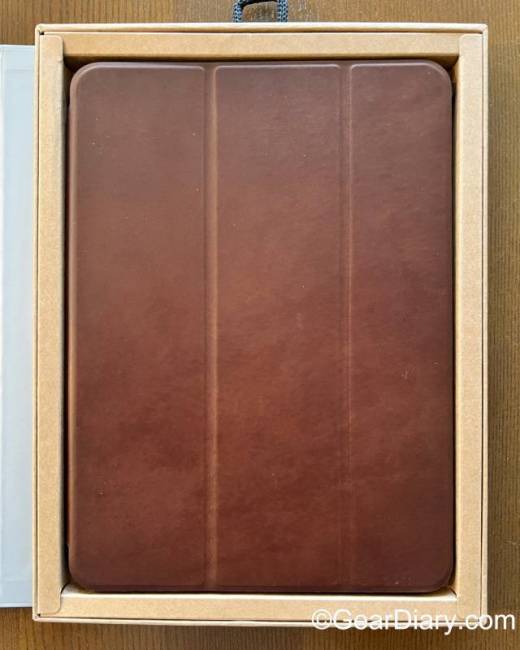 Nomad Modern Leather Folio inside retail packaging