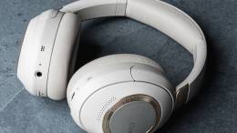 Cleer Alpha Noise Cancelling Headphones in Stone color