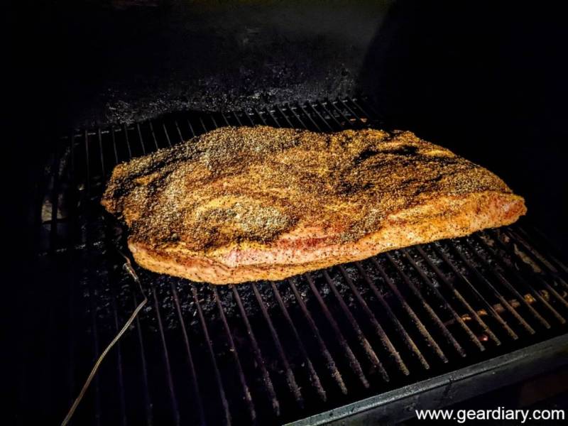 Brisket in an electric smoker powered by the EcoFlow DELTA Max