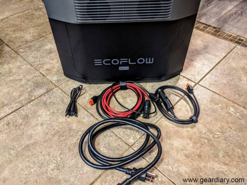 Cables included with the EcoFlow DELTA Max.