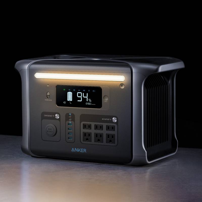 Front view of the Anker 757 Portable Power Station showing the buttons and ports
