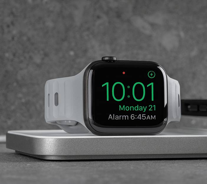 An Apple Watch charging on the Nomad Base One Max