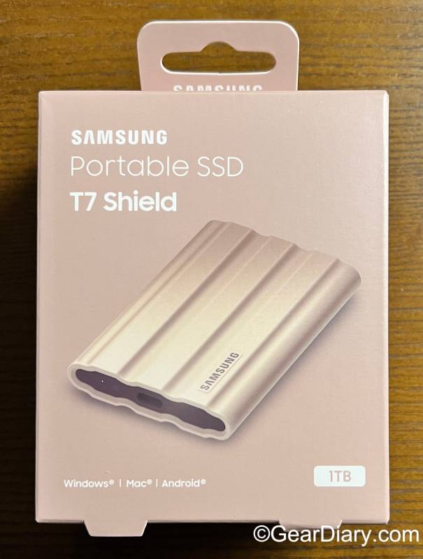Samsung T7 Shield Portable SSD retail packaging