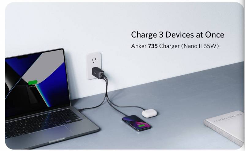 Charge three devices at once with the Anker 735 Charger (Nano II 65W).