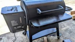 Front view of the BBQGuys Victory Pellet Grill