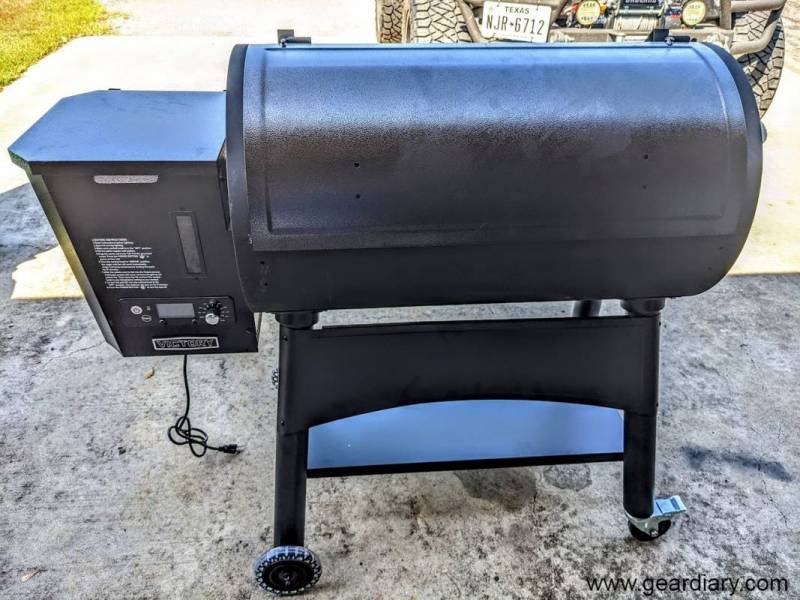 The back of the BBQGuys Victory Pellet Grill