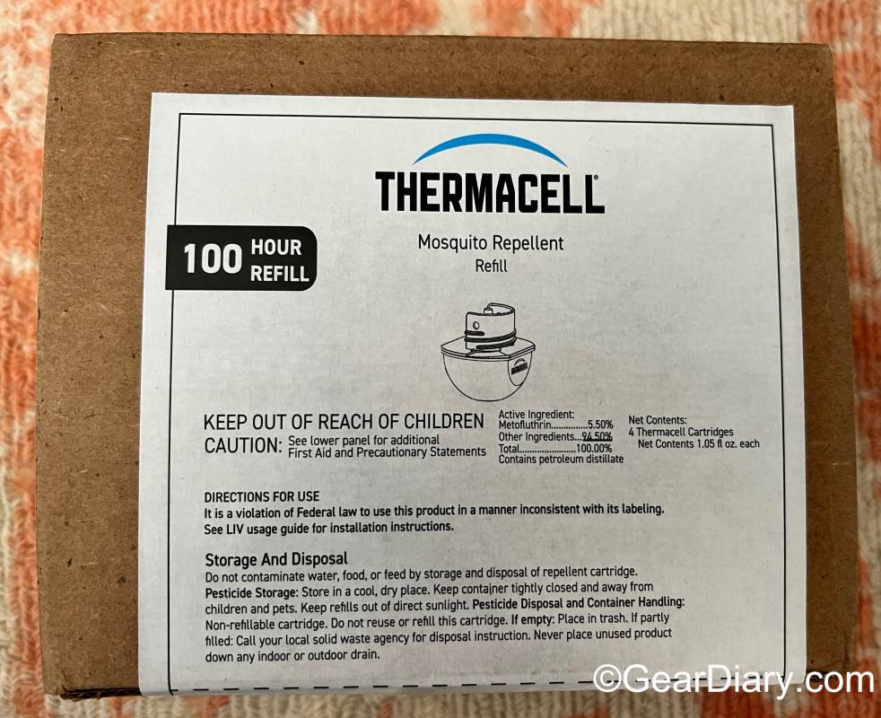 Thermacell LIV Smart Mosquito Repellent System repellent cartridge ingredients