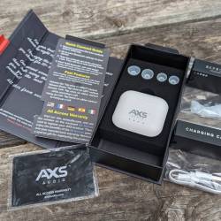 Accessories and inserts in the AXS Audio Professional Earbuds retail box