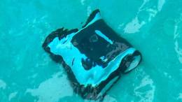 Aiper Seagull 1500 Cordless Robotic Pool Cleaner on bottom of the author's pool