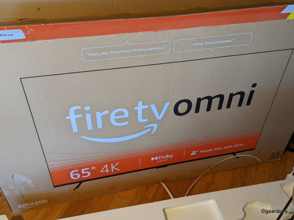 Amazon Fire TV Omni Series shipping box.
