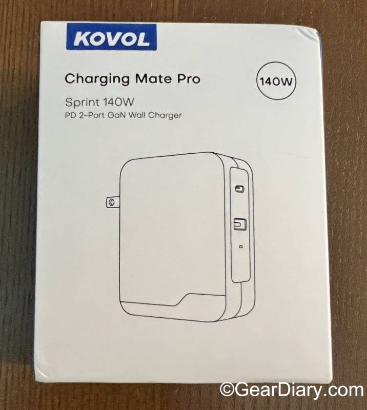 Kovol Sprint 140W PD 2-Port GaN Wall Charger retail packaging