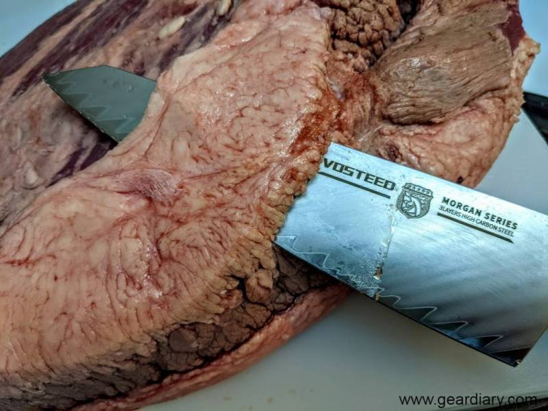 Slicing brisket with the Vosteed Morgan Chef's Knife